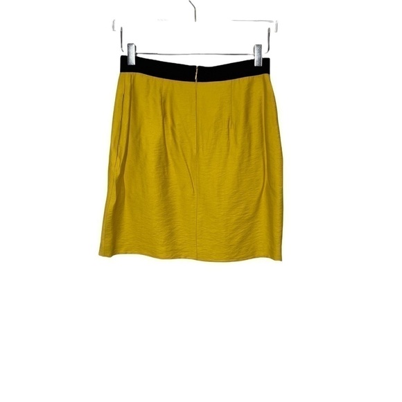 BCBGMaxAzria Mustard Layered Skirt Black Elastic Waist Lined Side Pockets Sz 0 - Picture 5 of 11